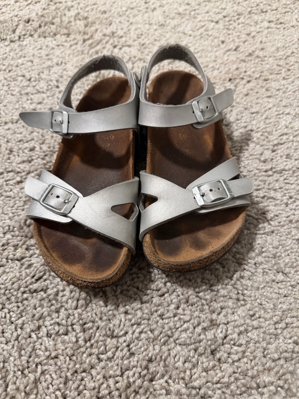 Birkenstock Girl's Rio Silver Birko-Flor Sandals